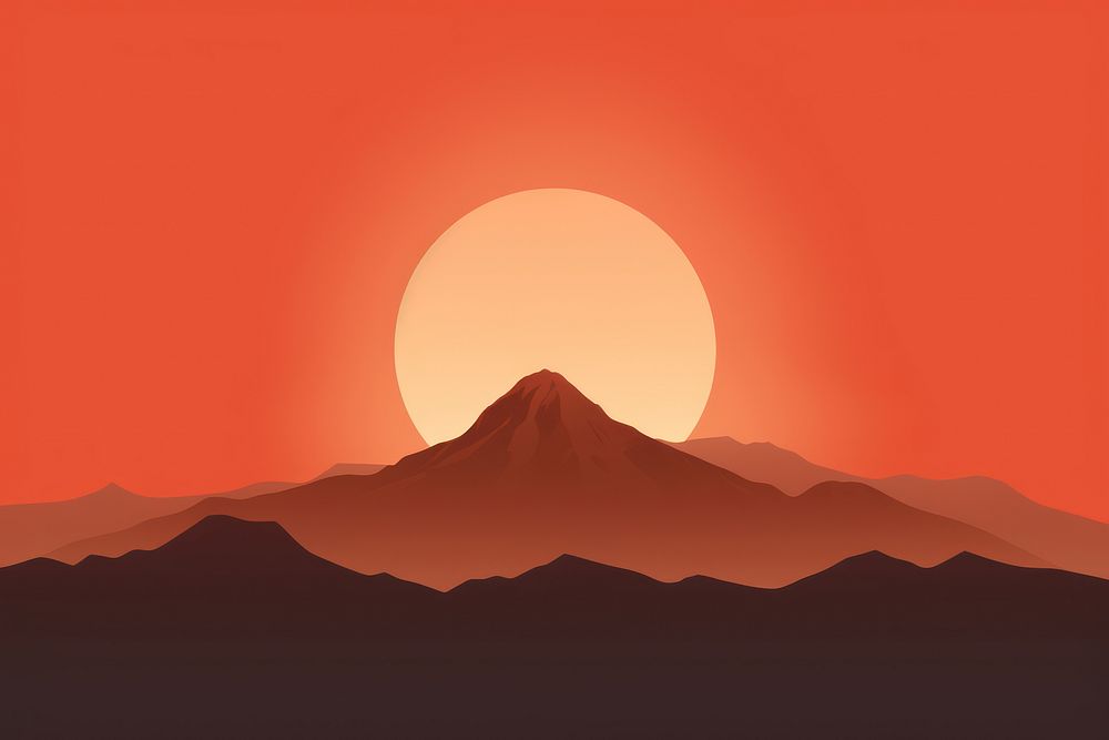 Mountain and sunset silhouette outdoors nature. AI generated Image by rawpixel.