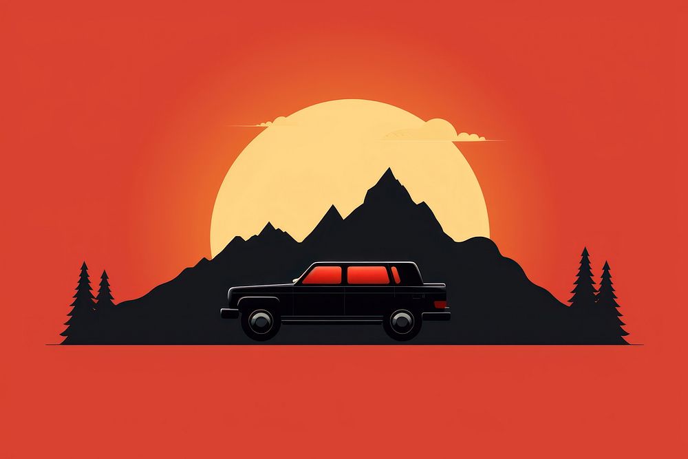 Pick up car and mountain silhouette vehicle nature. AI generated Image by rawpixel.