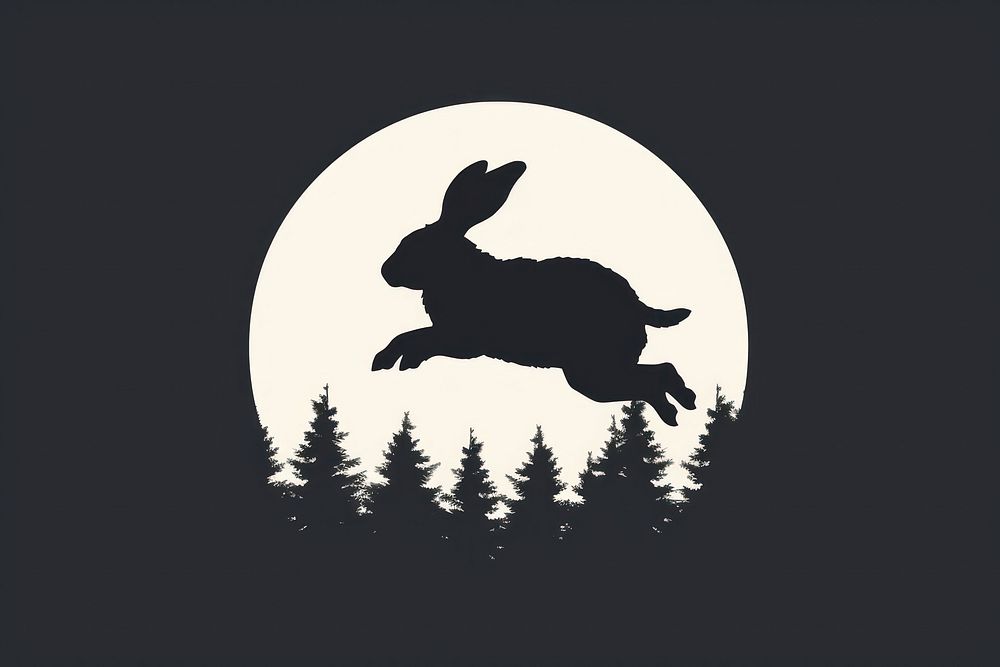 Sillouette rabbit jumping outdoors animal rodent. AI generated Image by rawpixel.
