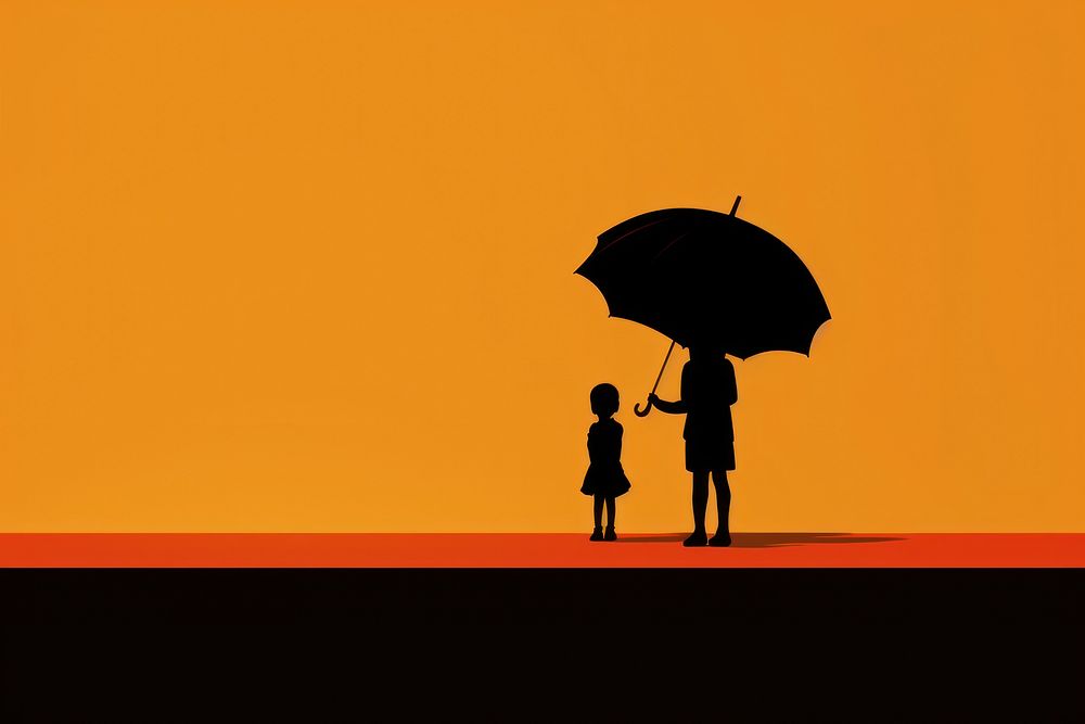 Sillouette umbrella and kid silhouette togetherness architecture. AI generated Image by rawpixel.