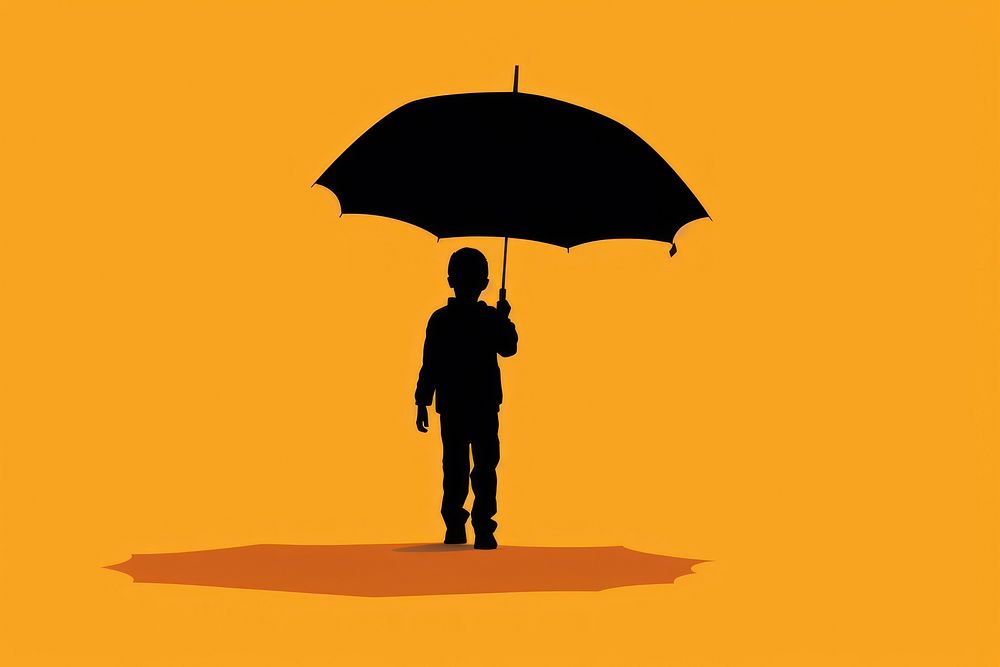 Sillouette umbrella and kid silhouette architecture protection. AI generated Image by rawpixel.