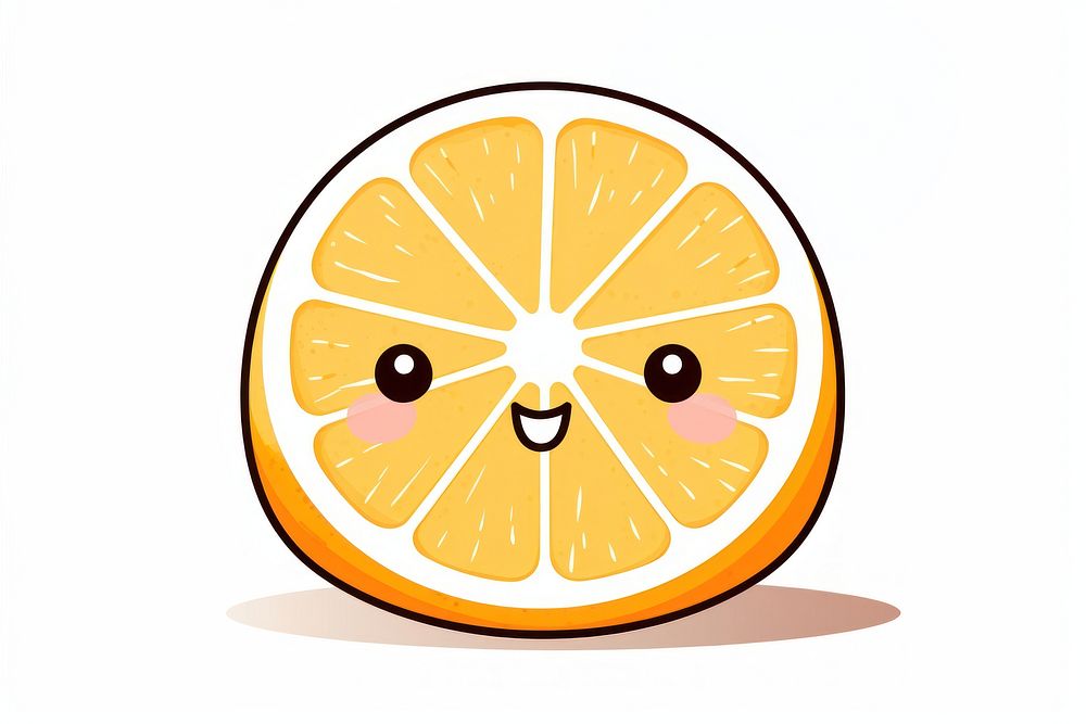 Kawaii orange simple big lines vector grapefruit lemon food. AI generated Image by rawpixel.