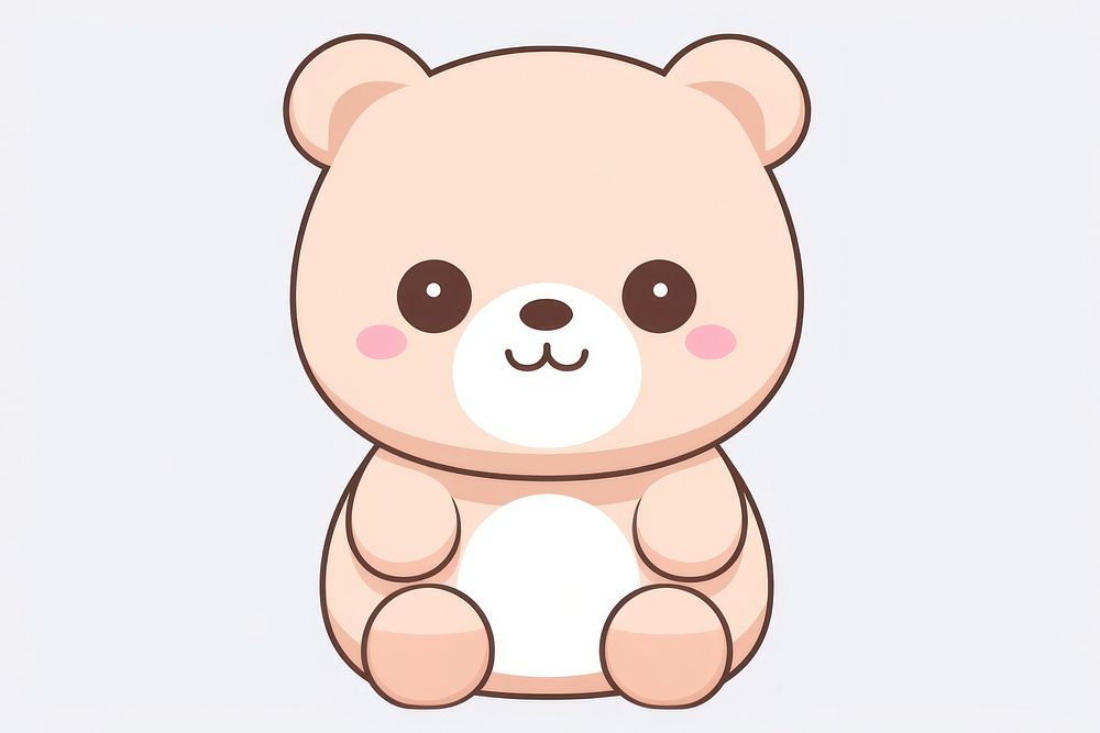 Kawaii bear big simple lines vector toy anthropomorphic representation. AI generated Image by rawpixel.