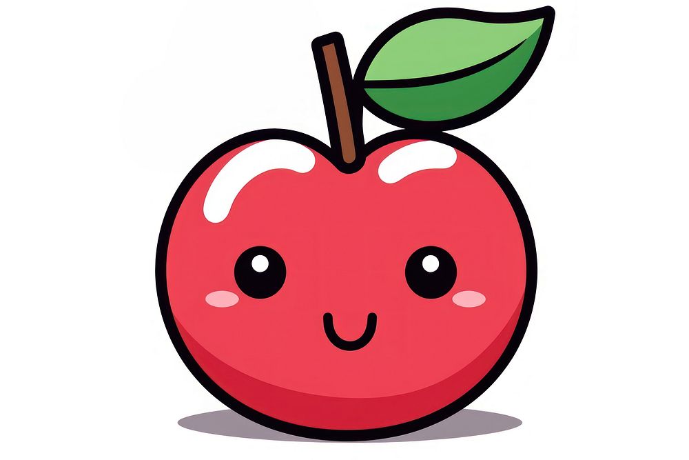 Kawaii cherry simple big lines vector apple fruit plant. AI generated Image by rawpixel.