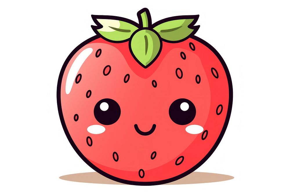 Kawaii strawberry simple big lines vector fruit plant food. AI generated Image by rawpixel.