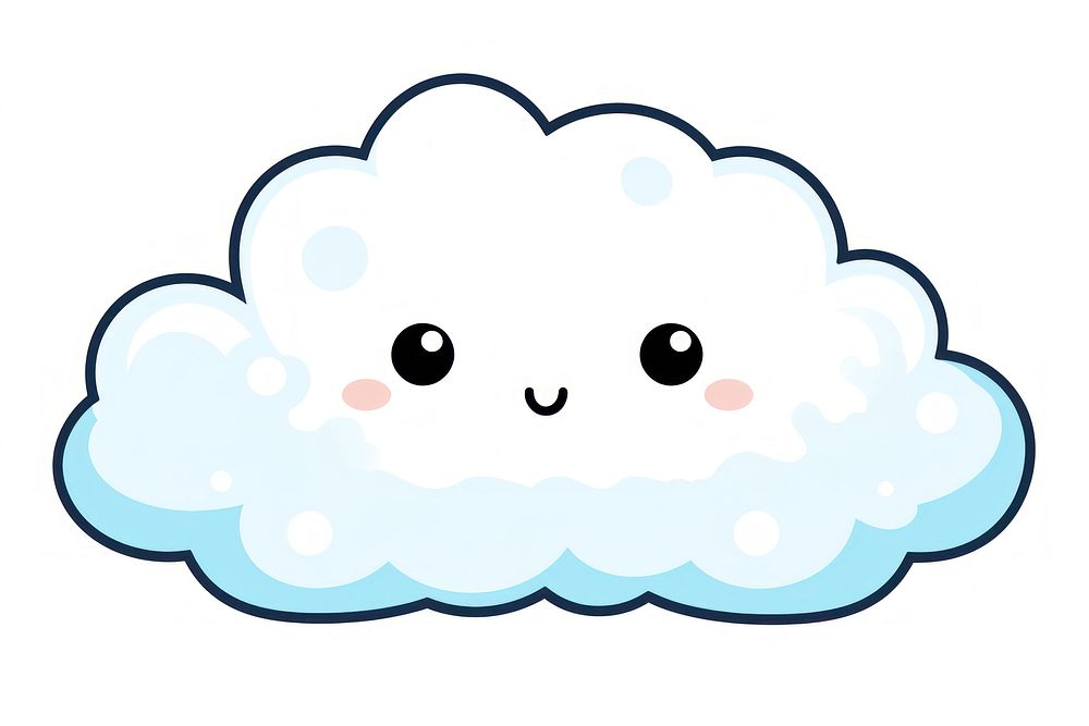 Kawaii 1 cloud simple line vector white outdoors clothing. AI generated Image by rawpixel.