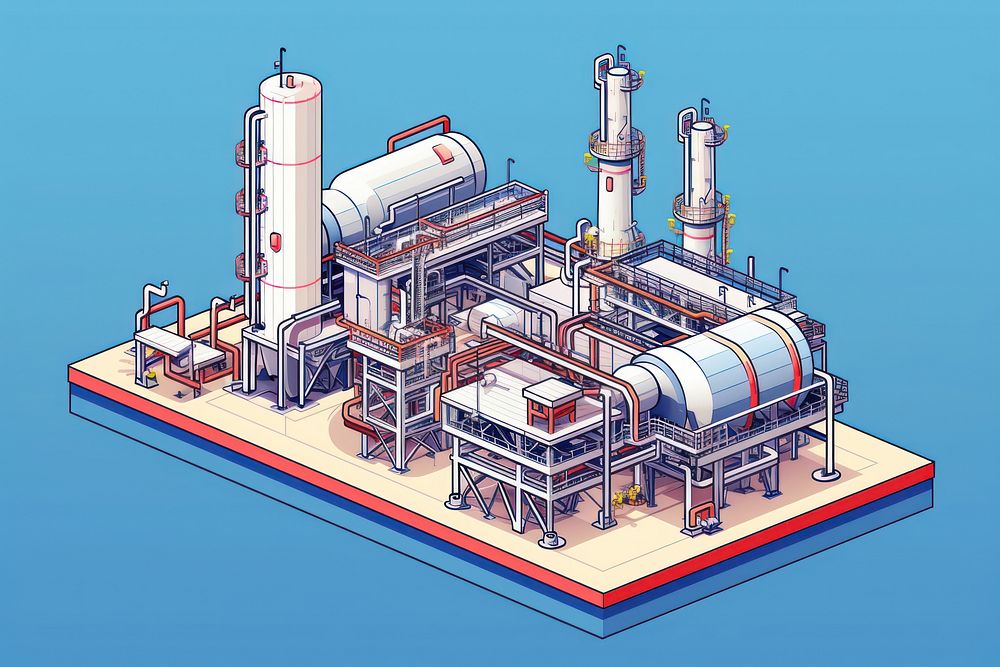 Simple oil refinery isolated architecture factory technology. AI generated Image by rawpixel.