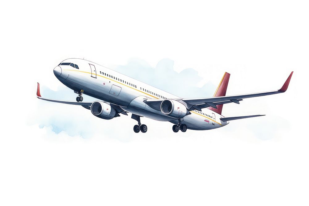Modern airplane watercolor aircraft airliner vehicle. AI generated Image by rawpixel.