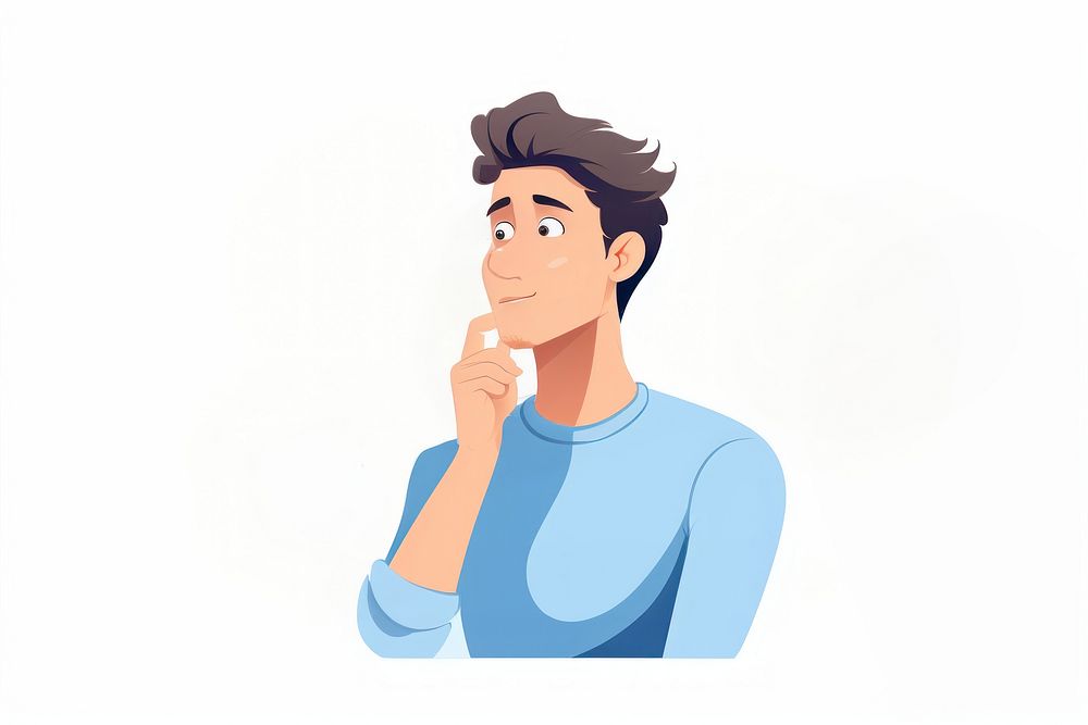 Thinking portrait cartoon adult. AI generated Image by rawpixel.
