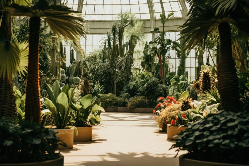 Botanic garden greenhouse outdoors nature. AI generated Image by rawpixel.