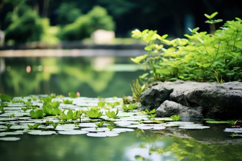 Garden pond garden outdoors nature. AI generated Image by rawpixel.