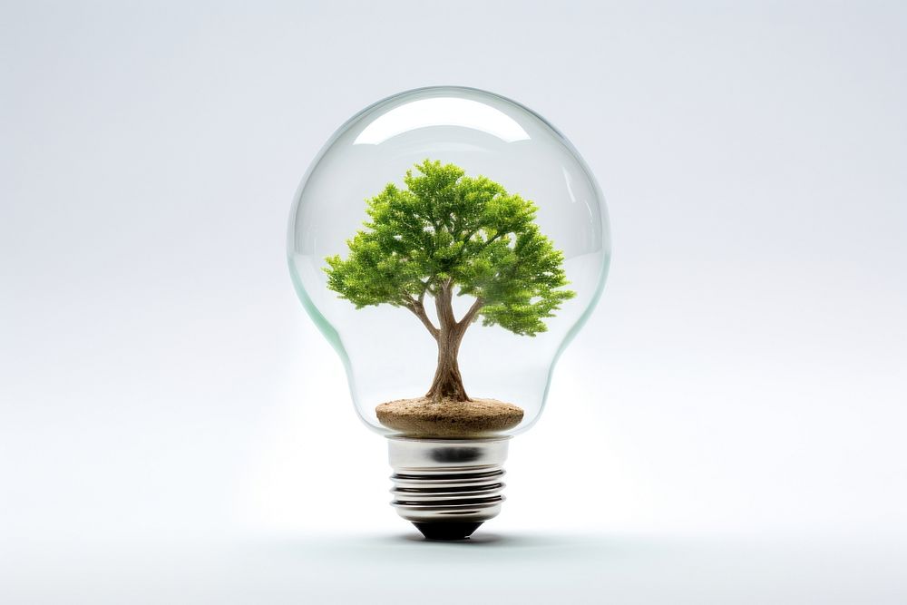 Small tree in a light bulb lightbulb plant electricity. AI generated Image by rawpixel.