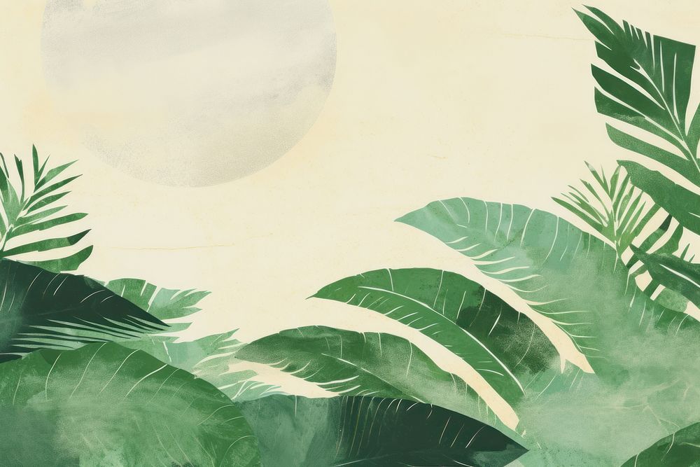 Tropical leaves border green backgrounds outdoors. AI generated Image by rawpixel.