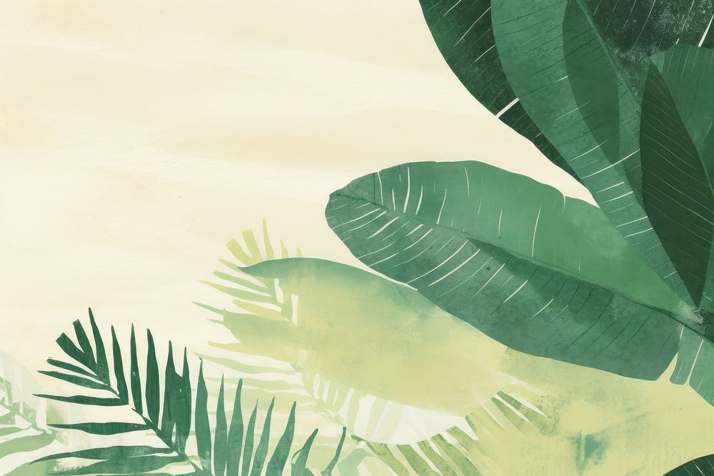 Tropical leaves border green backgrounds outdoors. AI generated Image by rawpixel.