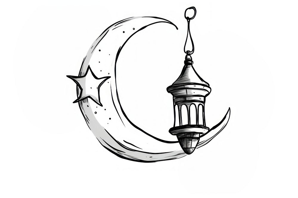 Crescent drawing sketch moon. AI generated Image by rawpixel.