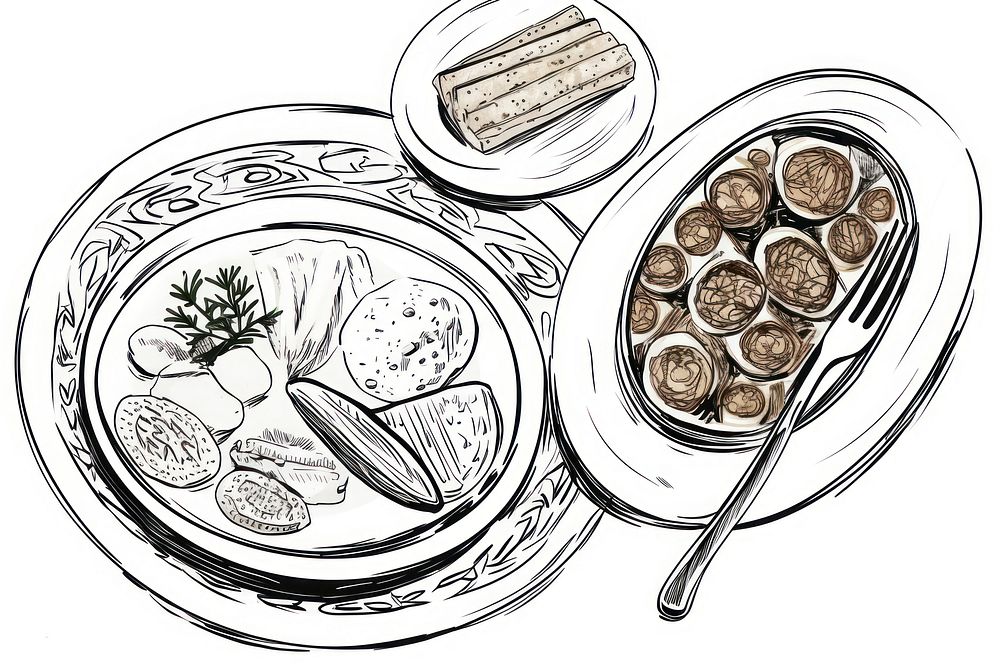Eid mubarak meal sketch drawing spoon. AI generated Image by rawpixel.