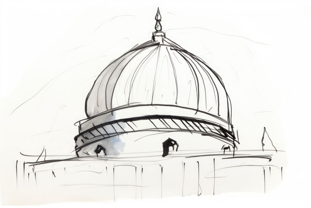 Mosque dome drawing sketch architecture. AI generated Image by rawpixel.