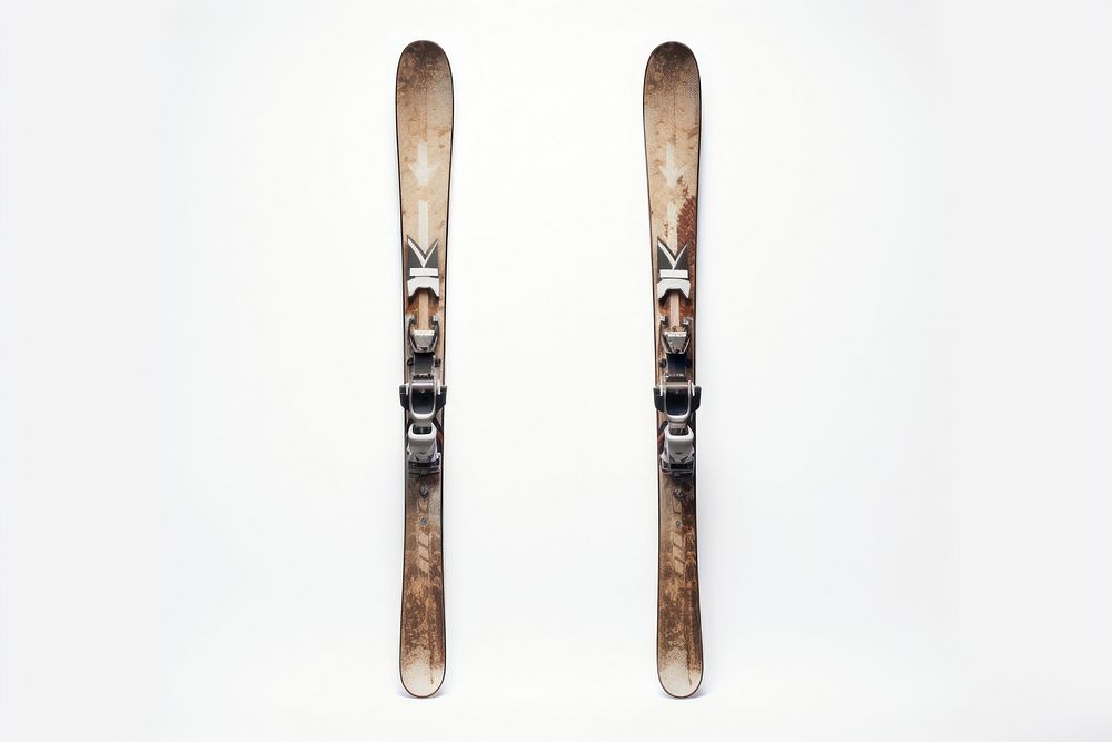 Pair of skis sitting white background weaponry outdoors. AI generated Image by rawpixel.