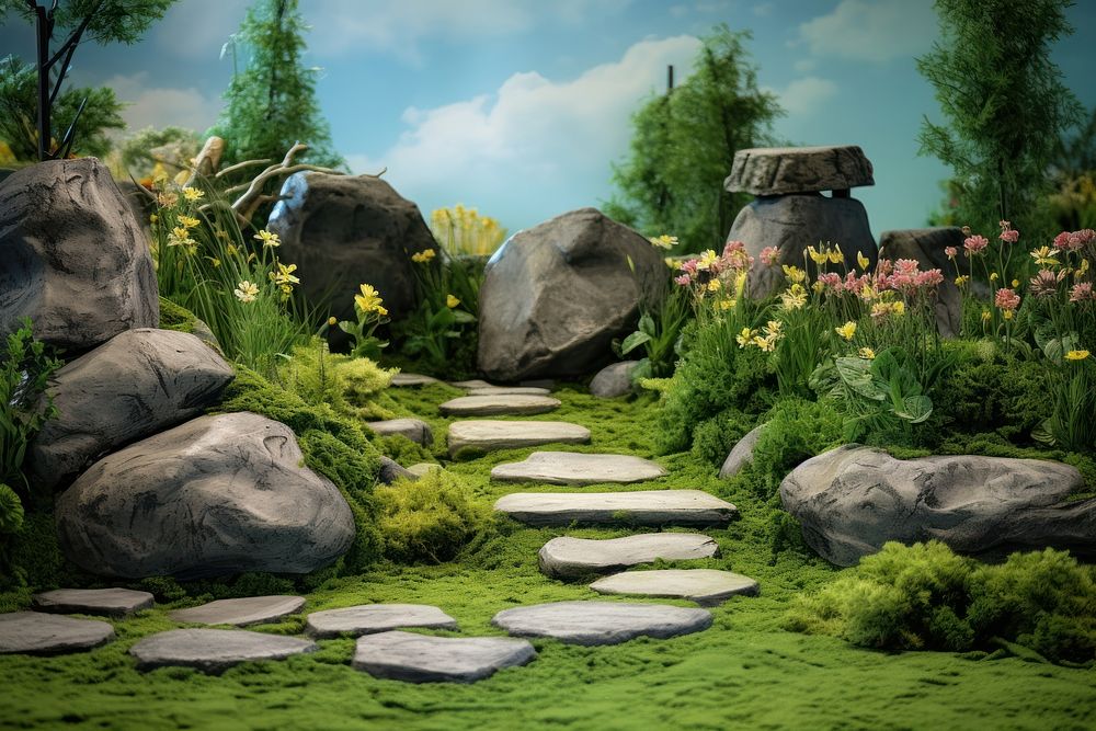 Garden grass landscape outdoors. AI generated Image by rawpixel.
