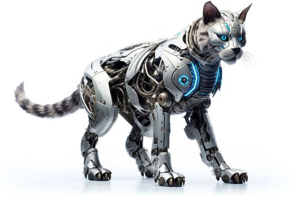 Cyborg cat animal mammal pet. AI generated Image by rawpixel.