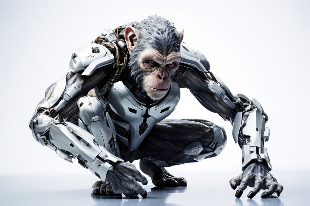 Cyborg monkey adult futuristic clothing. AI generated Image by rawpixel.