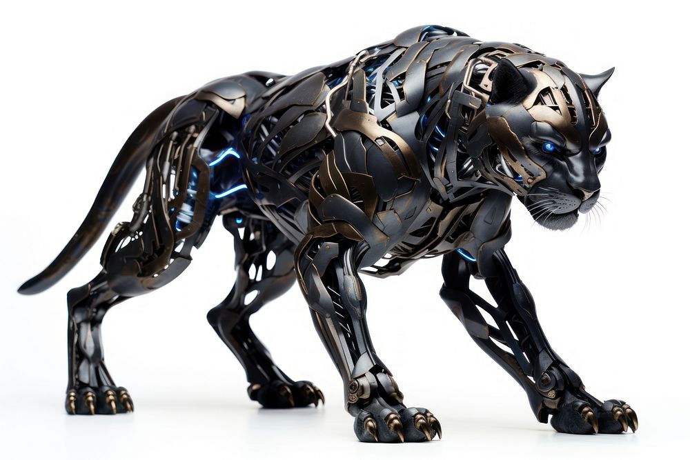 Cyborg panther sculpture wildlife animal. AI generated Image by rawpixel.