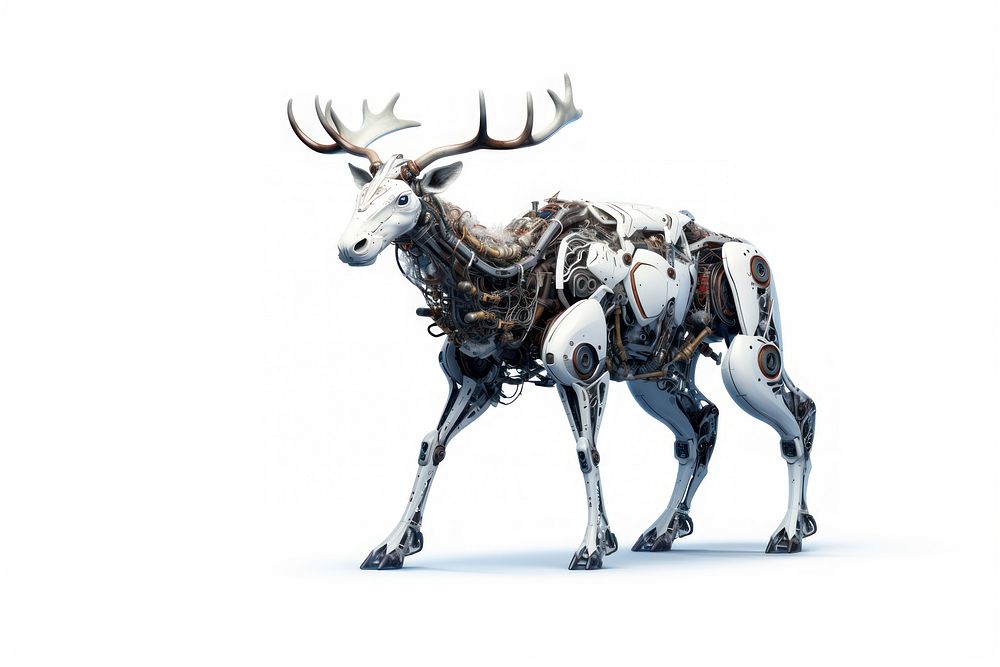 Cyborg reindeer wildlife animal mammal. AI generated Image by rawpixel.