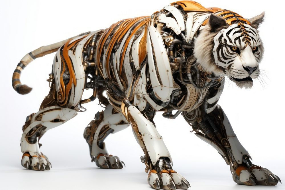 Cyborg tiger wildlife animal mammal. AI generated Image by rawpixel.