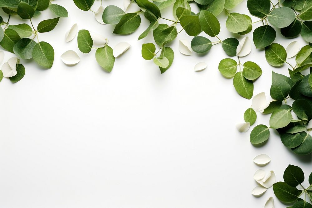 Leaves border plant green white. AI generated Image by rawpixel.