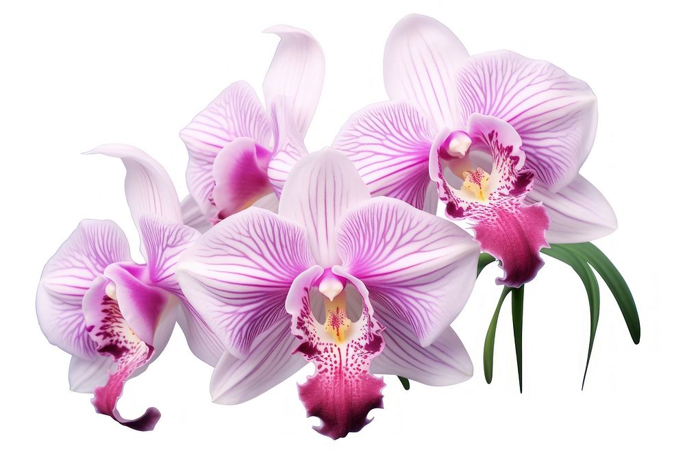 Wild orchid flower plant white background. AI generated Image by rawpixel.