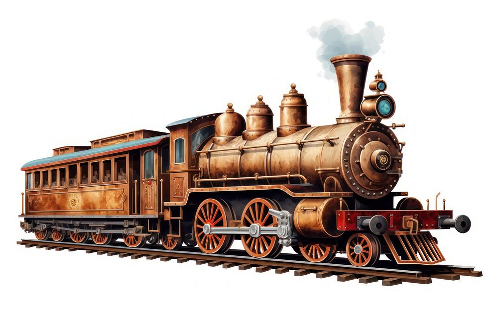 Vintage train locomotive vehicle railway. AI generated Image by rawpixel.