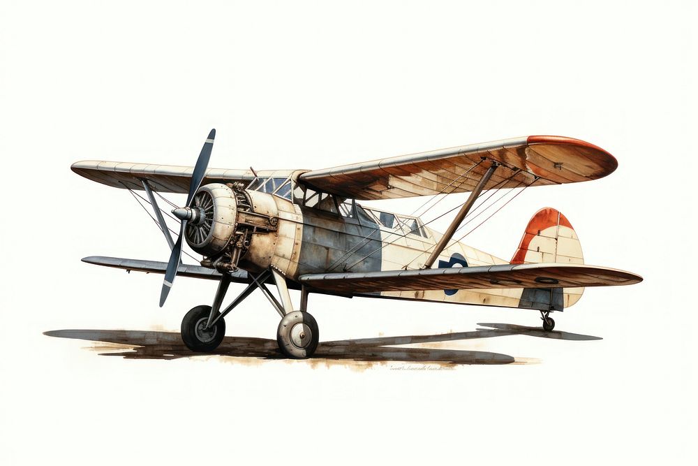 Vintage airplane aircraft vehicle biplane. AI generated Image by rawpixel.
