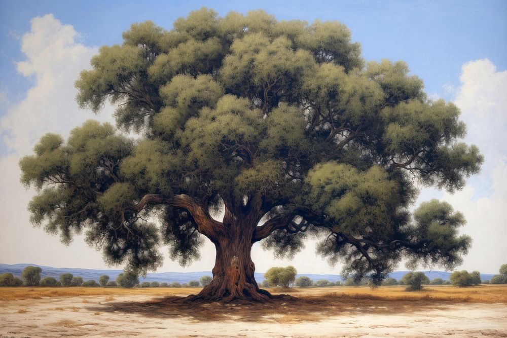 Athen olive tree painting plant art. AI generated Image by rawpixel.