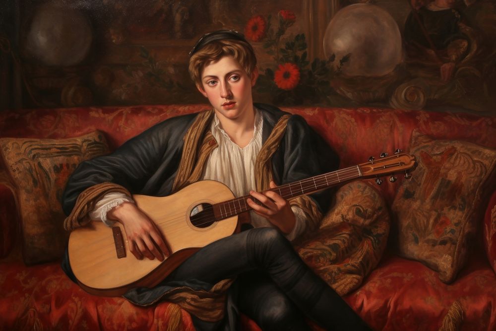English country boy painting art musician. AI generated Image by rawpixel.