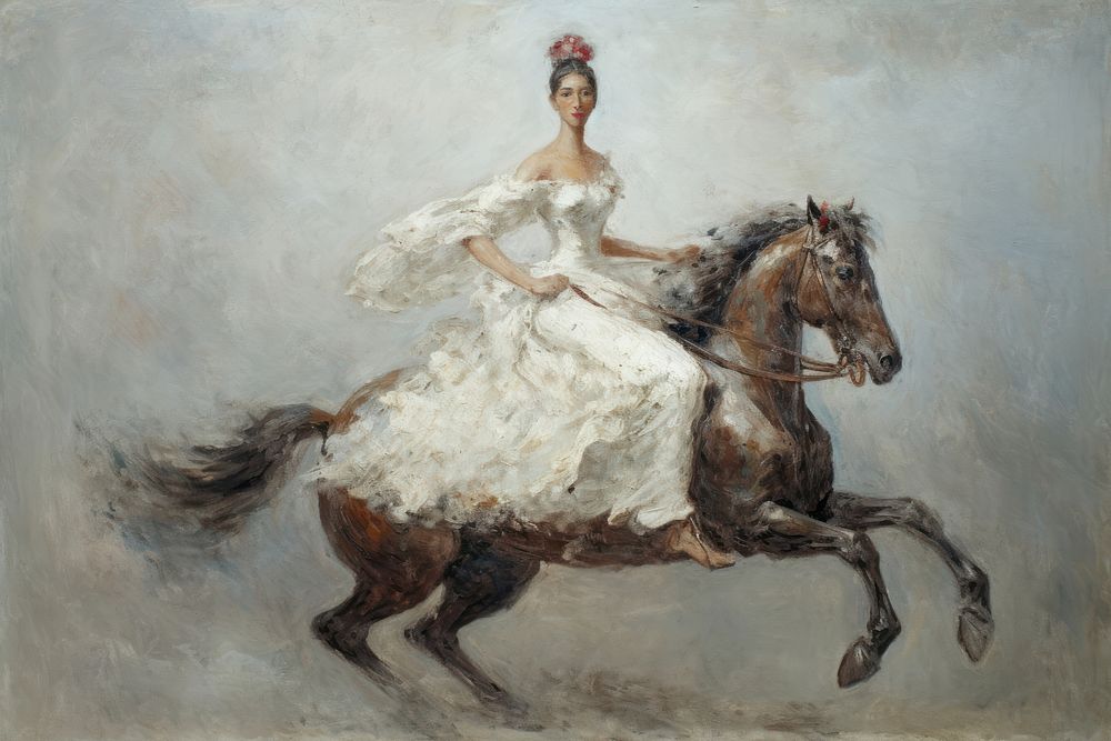 French noble woman painting horse art. AI generated Image by rawpixel.