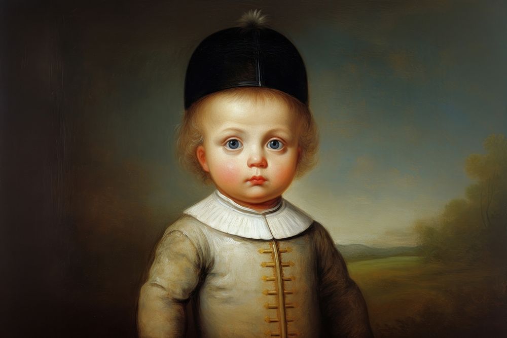German toddler painting portrait baby. AI generated Image by rawpixel.