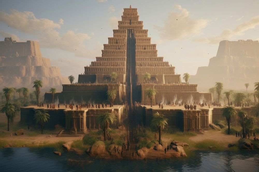Mesopotamia pyramid outdoors nature spirituality. AI generated Image by rawpixel.