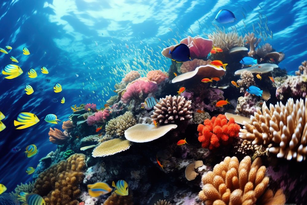 Coral Reef photo underwater outdoors aquarium. AI generated Image by rawpixel.