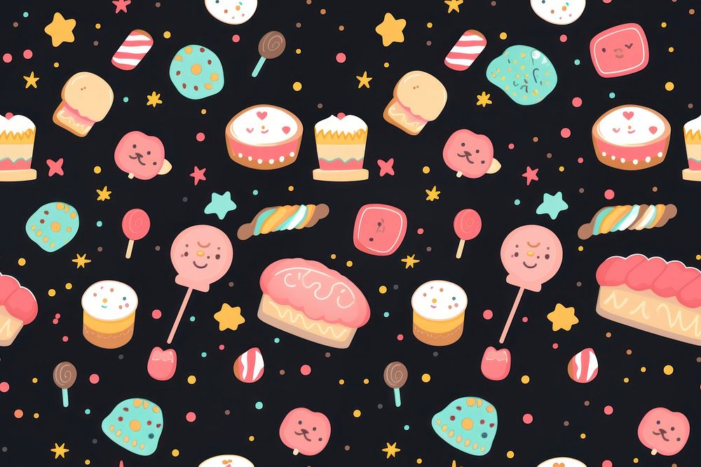 Seamless pattern background confectionery backgrounds dessert. AI generated Image by rawpixel.