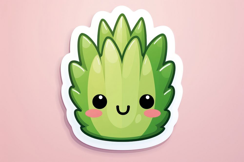 Cute cartoon stickers plant green leaf. AI generated Image by rawpixel.