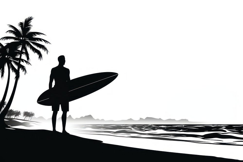 Man silhouette surfboard outdoors. AI generated Image by rawpixel.