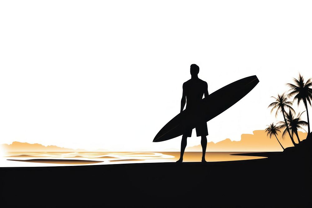 Man silhouette surfboard outdoors. 