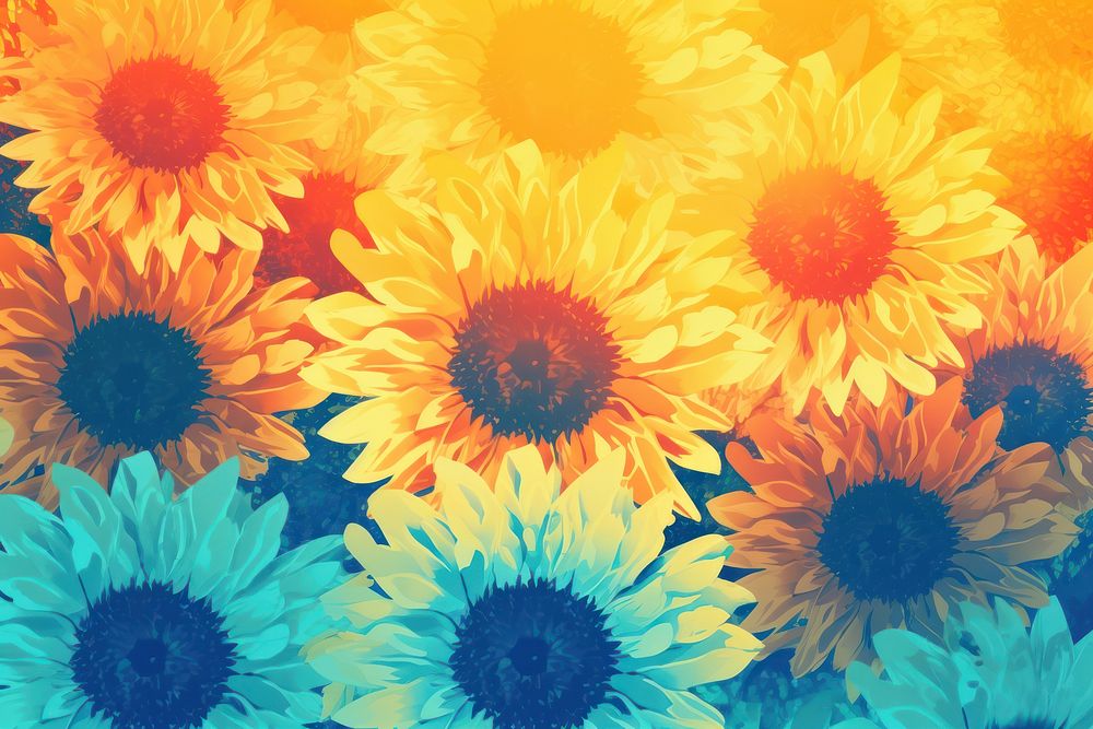 Abstract memphis sunflower illustration backgrounds petal plant. AI generated Image by rawpixel.
