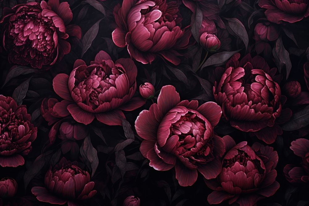 Dark peony background backgrounds flower plant. AI generated Image by rawpixel.