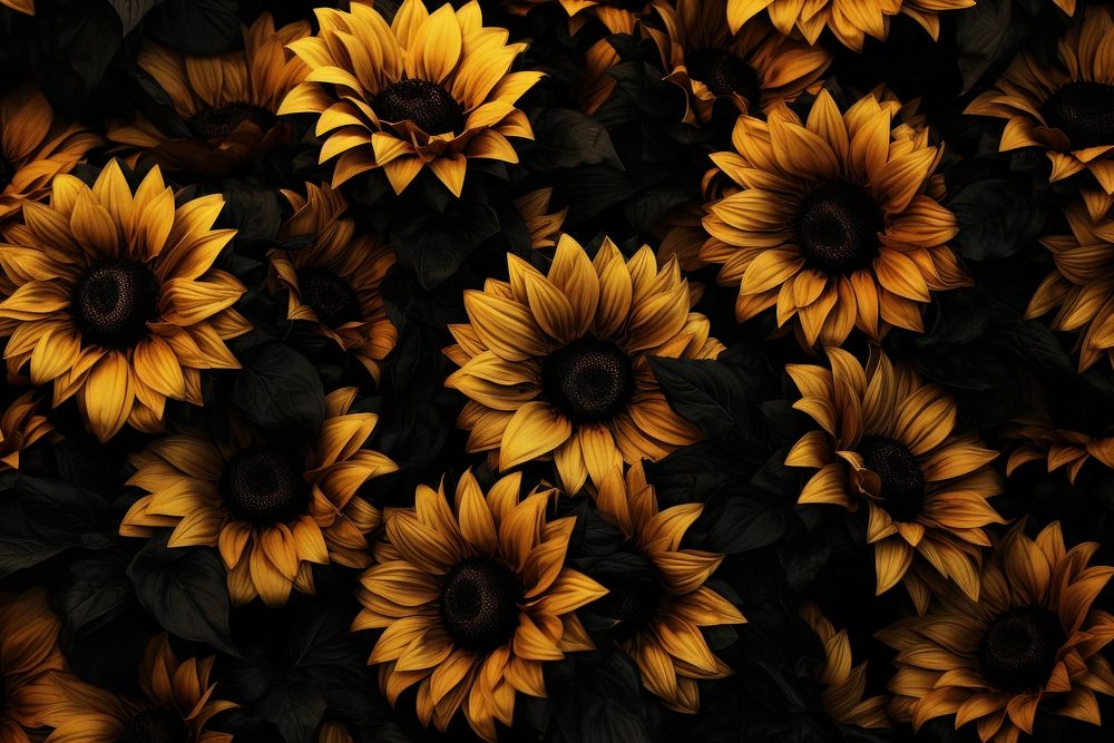 Dark sunflower background backgrounds petal plant. AI generated Image by rawpixel.