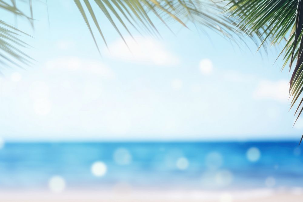 Beach with palm leaves summer backgrounds defocused. AI generated Image by rawpixel.