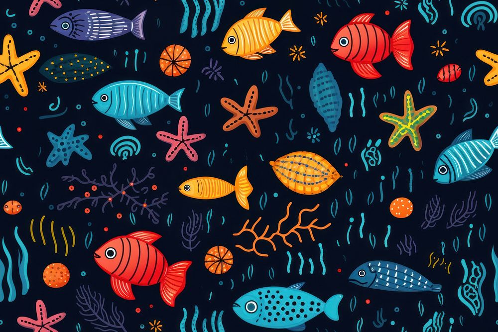 Sea life element pattern cartoon nature. AI generated Image by rawpixel.