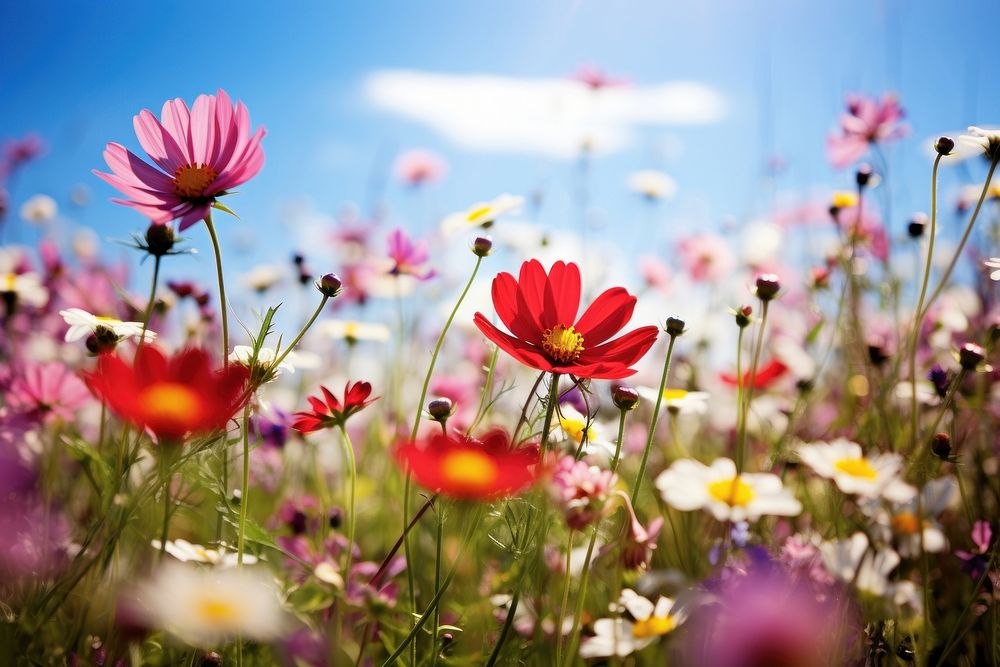 Meadow with Wildflowers photo wildflower landscape grassland. AI generated Image by rawpixel.