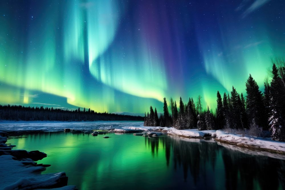 Landscape outdoors nature aurora. AI generated Image by rawpixel.