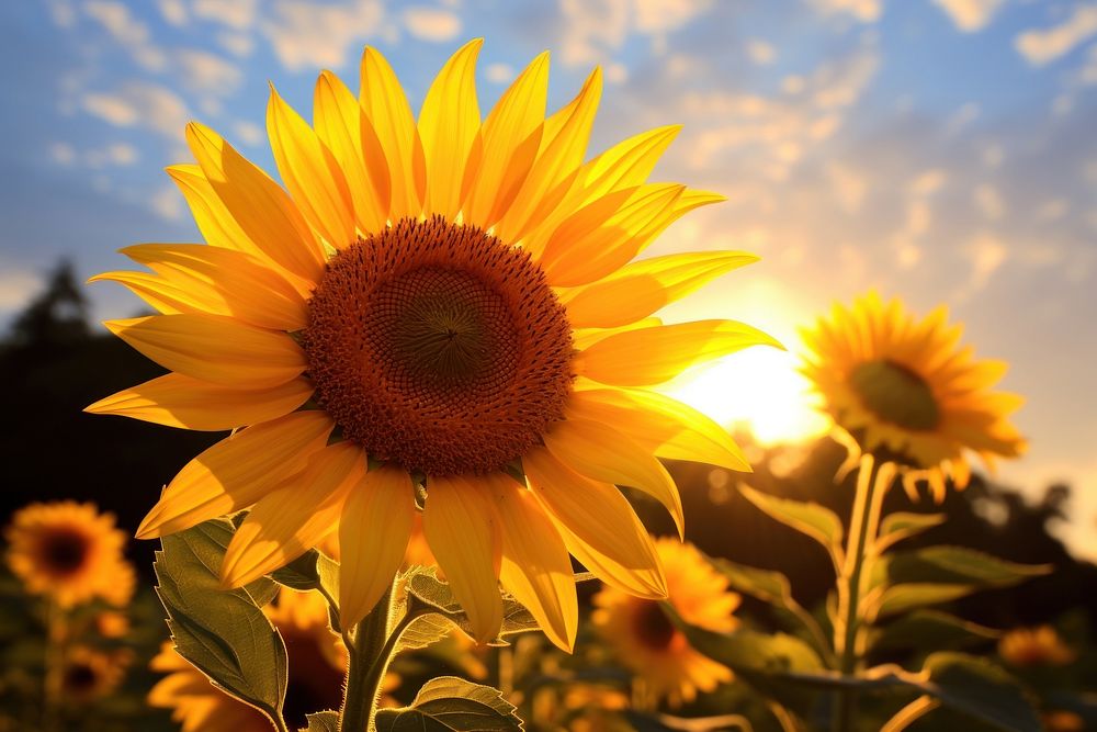 Sun flower photo sunflower landscape outdoors. AI generated Image by rawpixel.